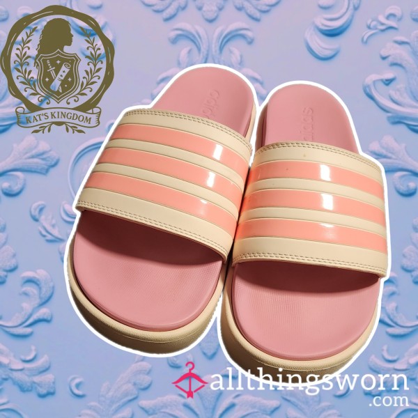 Pink Queen Slides 🌸👑 | Adidas Adilette Platform Slides (US 10)