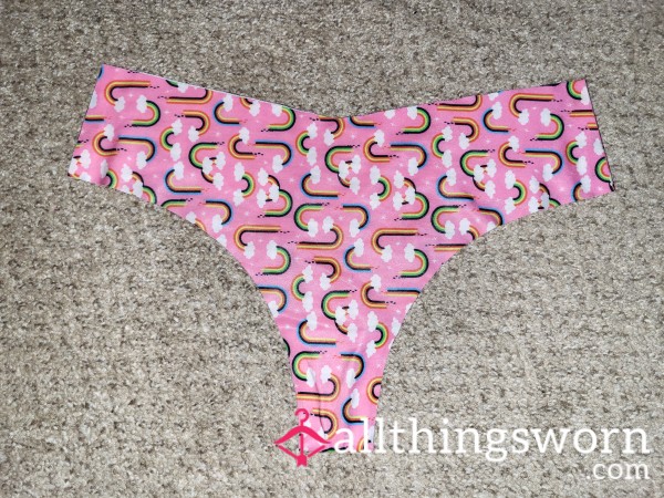 Pink Rainbow/cloud Seamless Thong