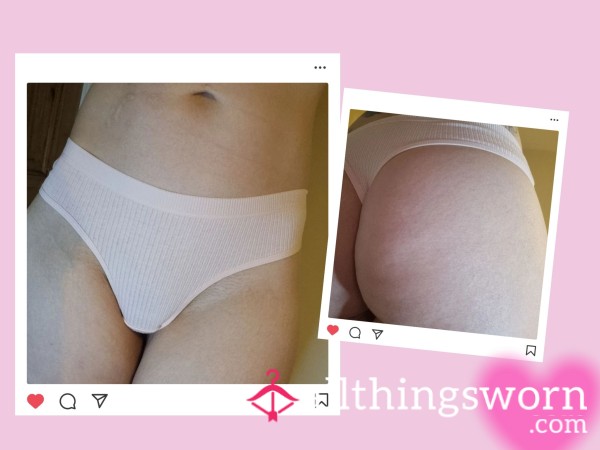 Pink Ribbed Thong