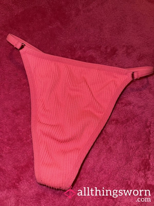Pink Ribbed G-String