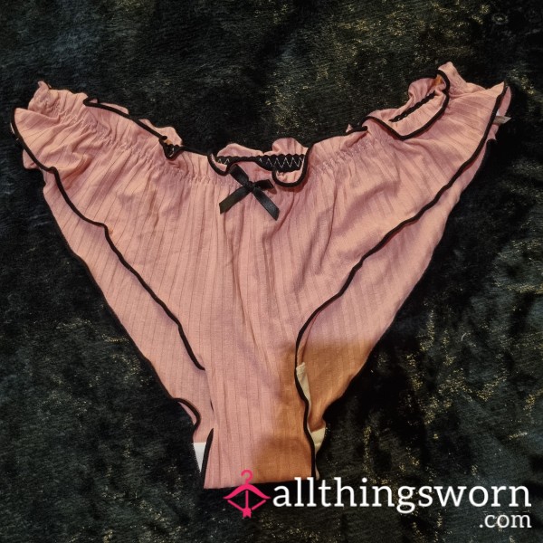 Pink Ruffled Ribbed Brief Panties