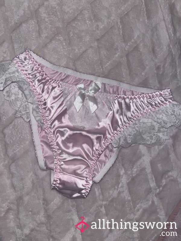 Pink Satin And Lace Knickers - Size M🩷