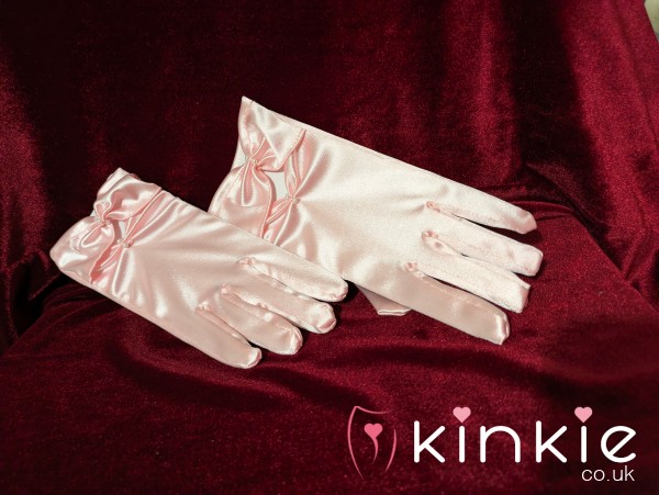 Pink Satin Gloves
