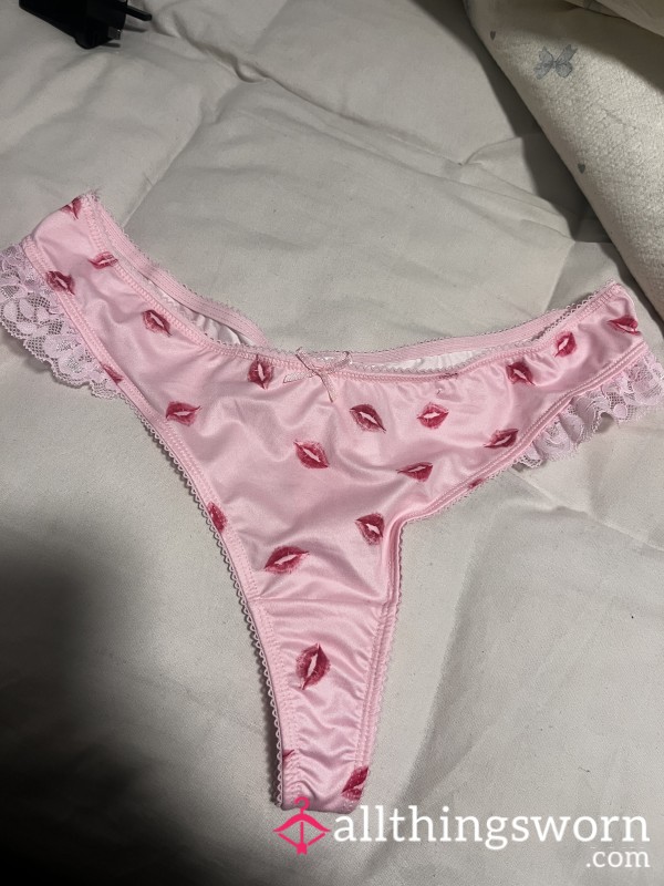 Pink Satin Kissy Thong🐱🩷