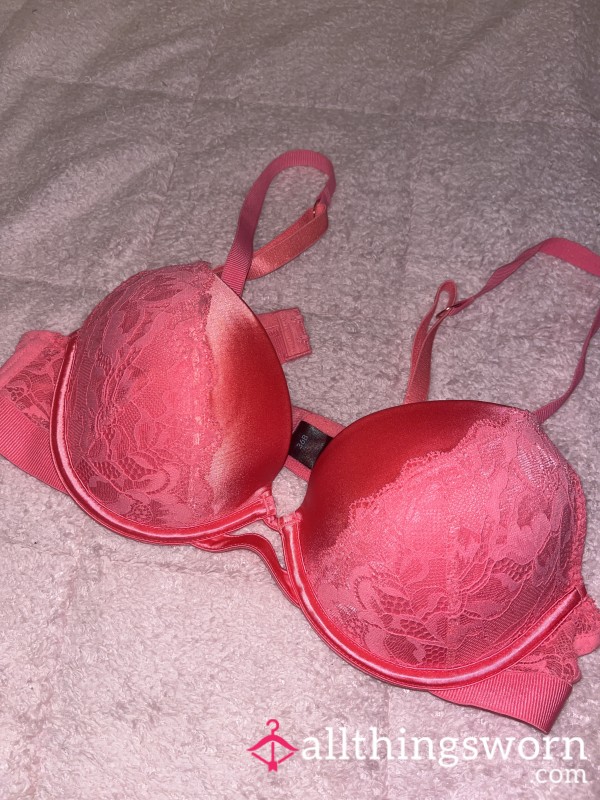 Pink Satin + Lace Bra 36B