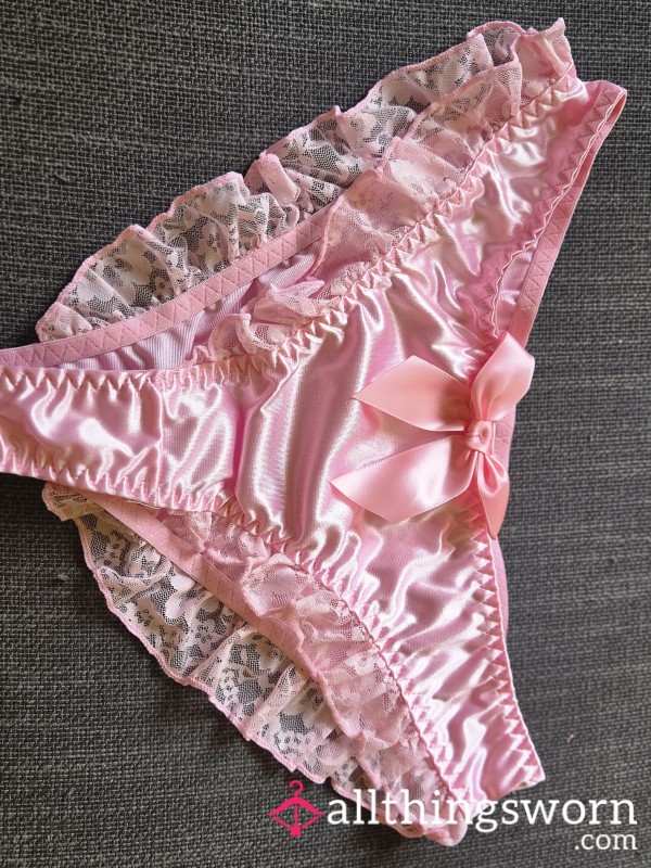 Pink Satin Like Panties With Lace And Bows Extra Large
