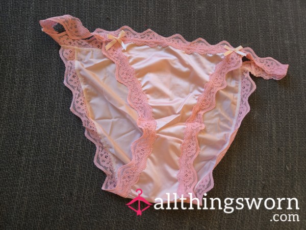 Pink Satin Like Panties With Lace Size Extra Large