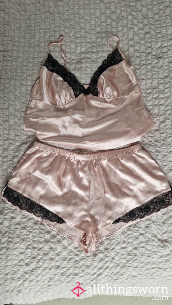 Pink Satin Lingerie PJ Set