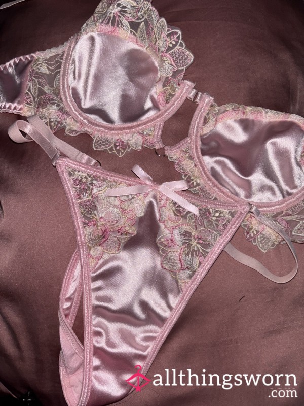 Pink Satin Lingerie Set