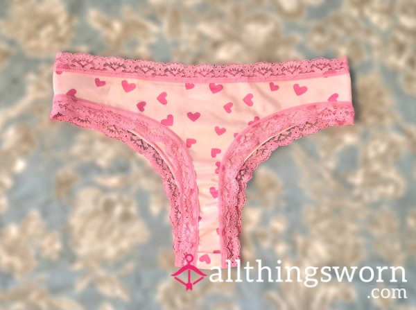 Pink Satin Panties With Lace Trim 💗