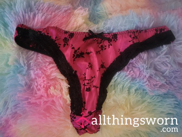 Pink Satin Thong