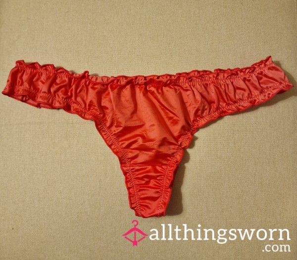 Pink Satin Thong 💗 Worn For A Full Day