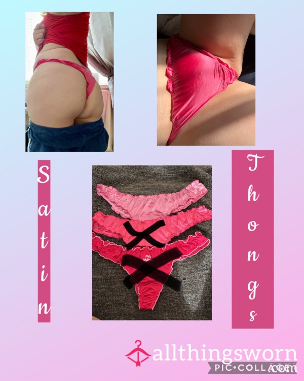 Pink Satin Thongs