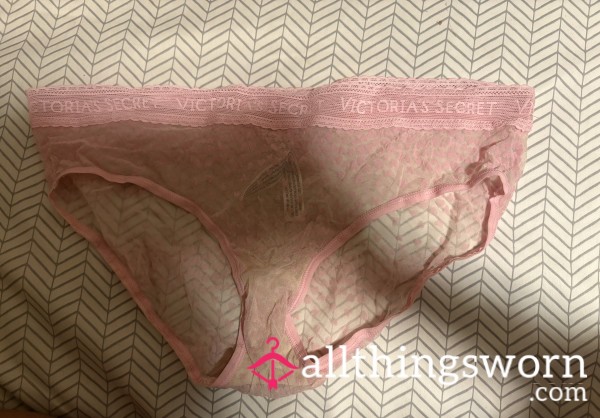 Used Pink See Through Panties
