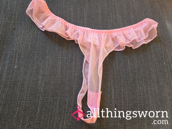Pink See Through Thong Extra Large