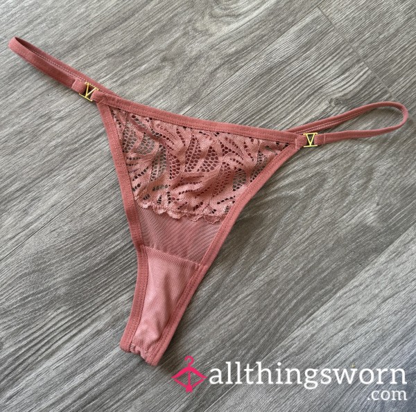 Pink S**y Lace & Cotton Thong 🍑🥵😈💦