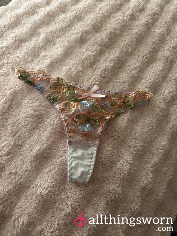 🎀 Pink Sheer Flor*l Thong 🎀 Sale $15