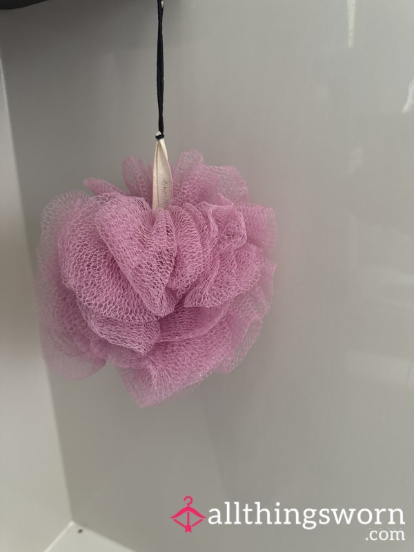 Pink Shower Loofa USED For Multiple Months