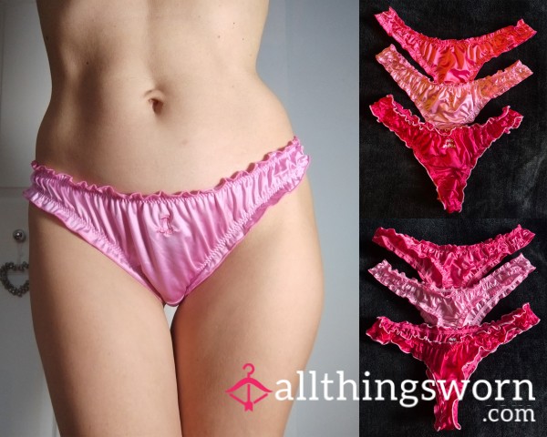 Pink Silky Satin Thongs