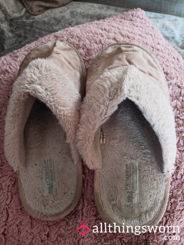 Pink Slippers Well Worn And Smelly!