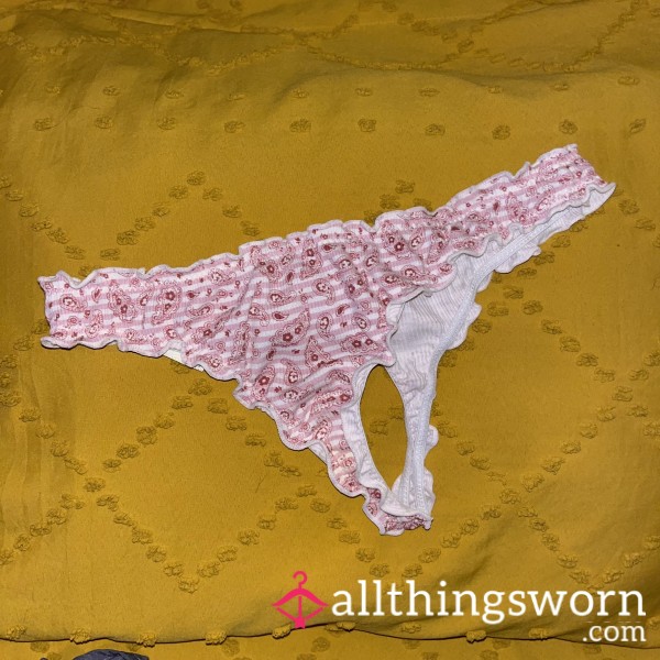 Pink Small Frilly Flower Thong