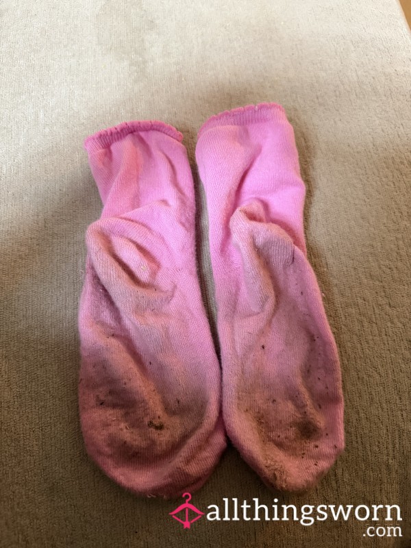 Pink Socks - 7 Days Worn , Sweaty And Stinky