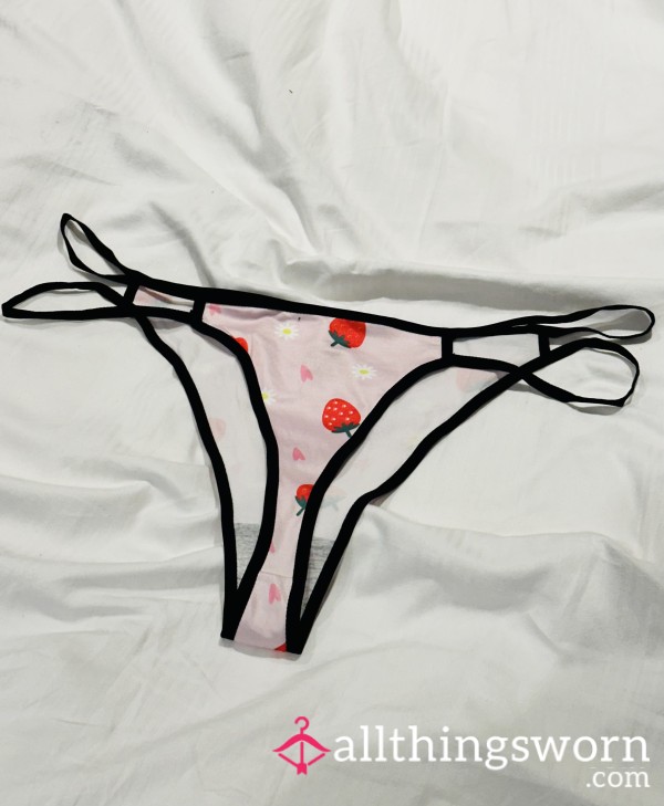 Pink, Strawberry Theme Thong! Worn For 24hrs, Smelling Of My Sweet Pu**y!