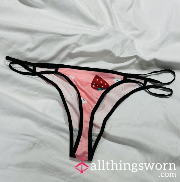Pink, Strawberry Theme Thong! Worn!  Smelling Of My Sweet Pu**y!
