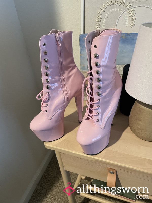 Pink Stripper Heels