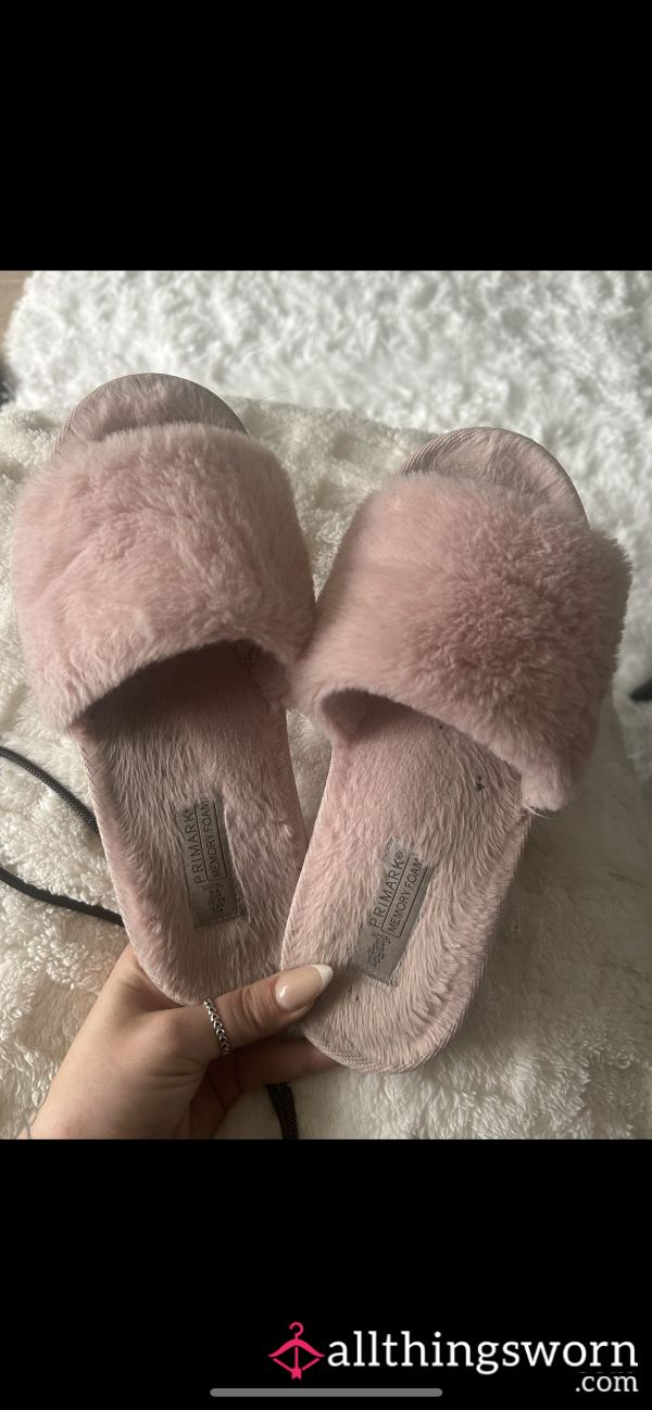 Pink, Sweaty Well Worn Slippers