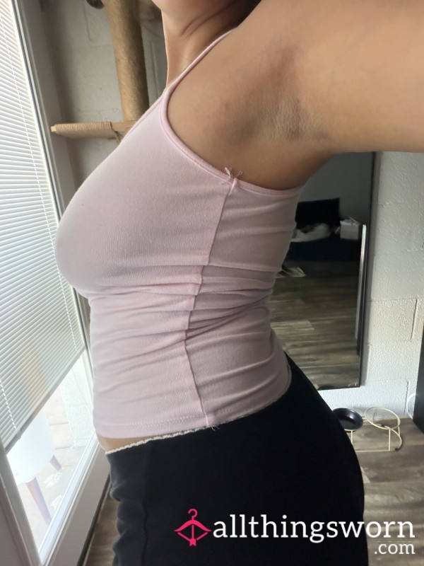 Pink Sweaty Spaghetti Strap Top Cotton