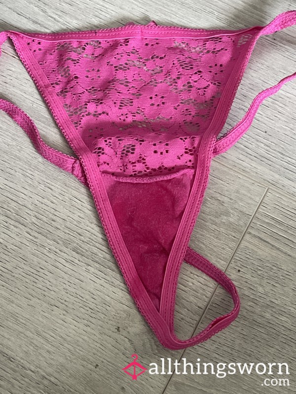 Pink Thong Just Taken Off After 24hrs Wear My Pu**y Is So Wet