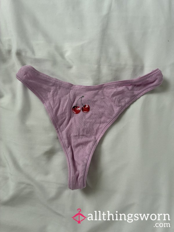 Pink Thong With Cherry From Vs Worn 12-24hrs