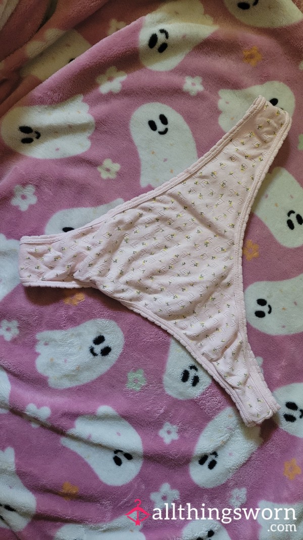 PINK Thong With Yellow Flowers