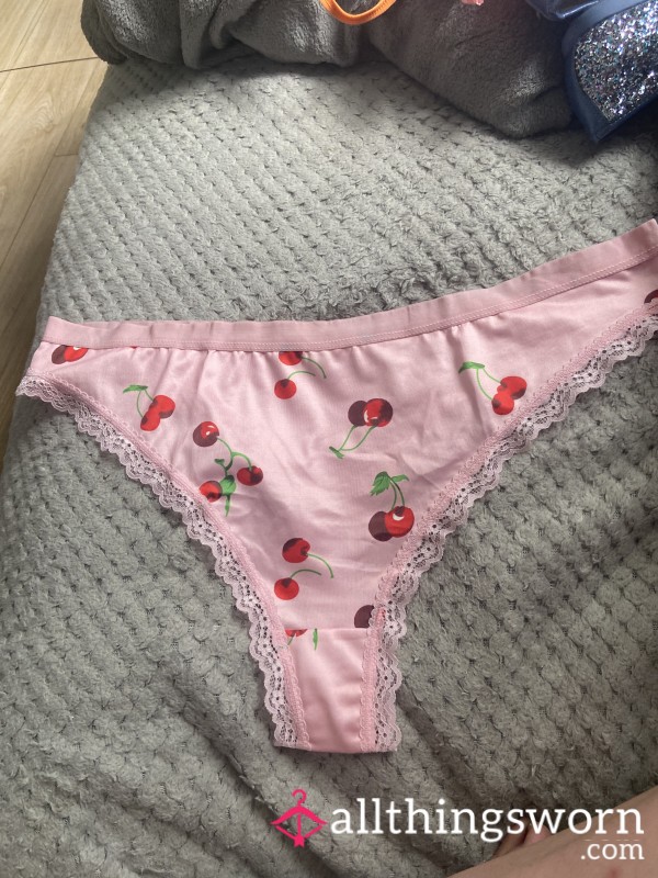 Pink Thongs With Cherries Cotton