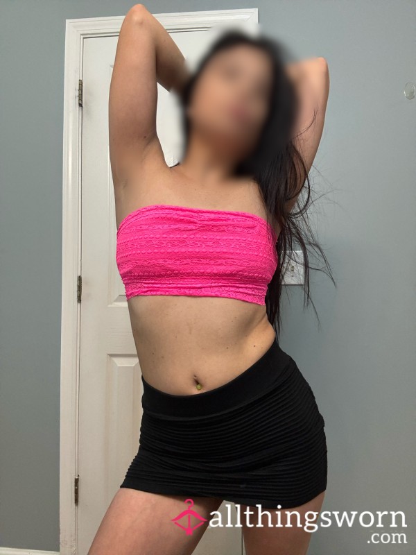 Pink Tube Bra With Lace 🩷 Owned For Many Years 💦