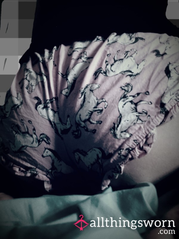 Pink Unicorn Booty Shorts. Well Worn