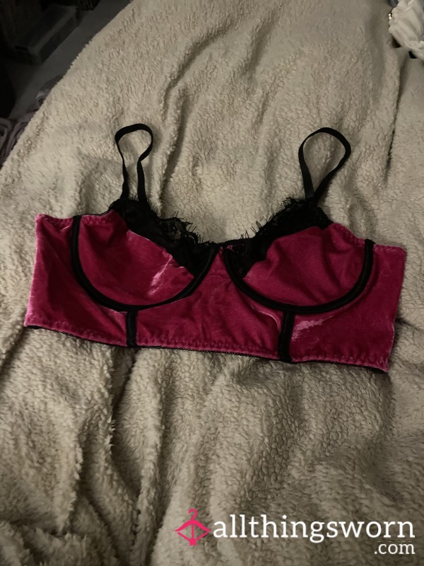 Pink Velvet Bralette Size XL