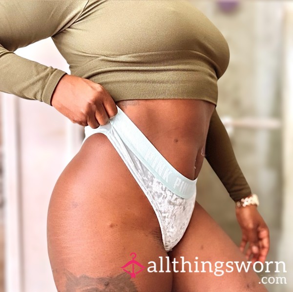 PINK Victoria’s Secret Velvet Thong (Sky Blue)
