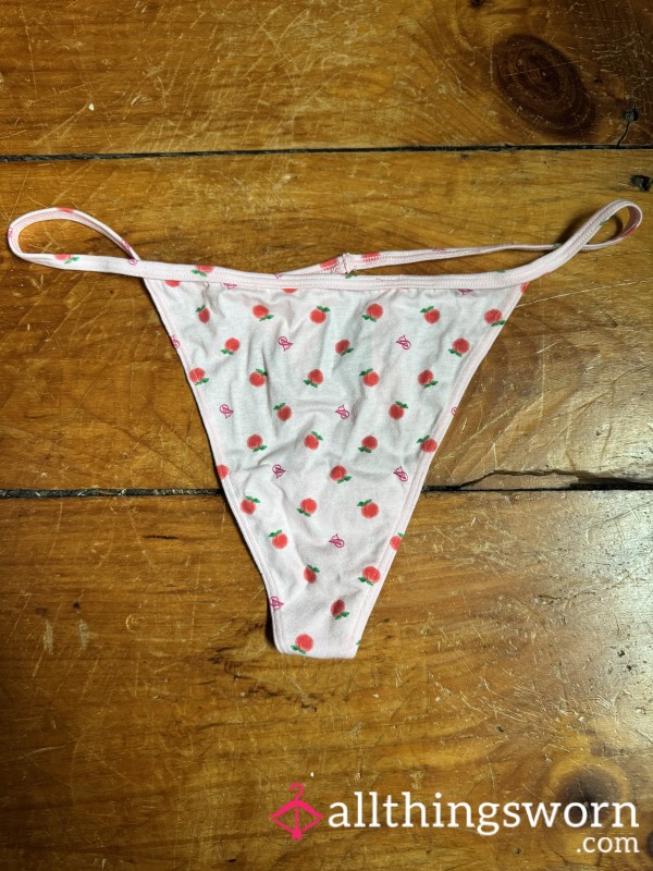 🩷🍑 Pink W/ Peach Print Cotton G-string, XXL, VS