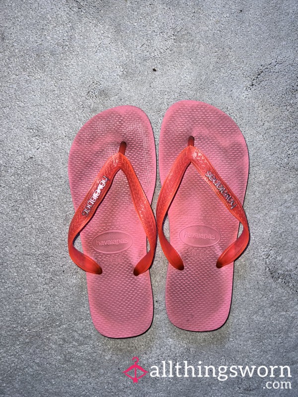 Pink Well Worn Dirty Havaianas Flip Flops