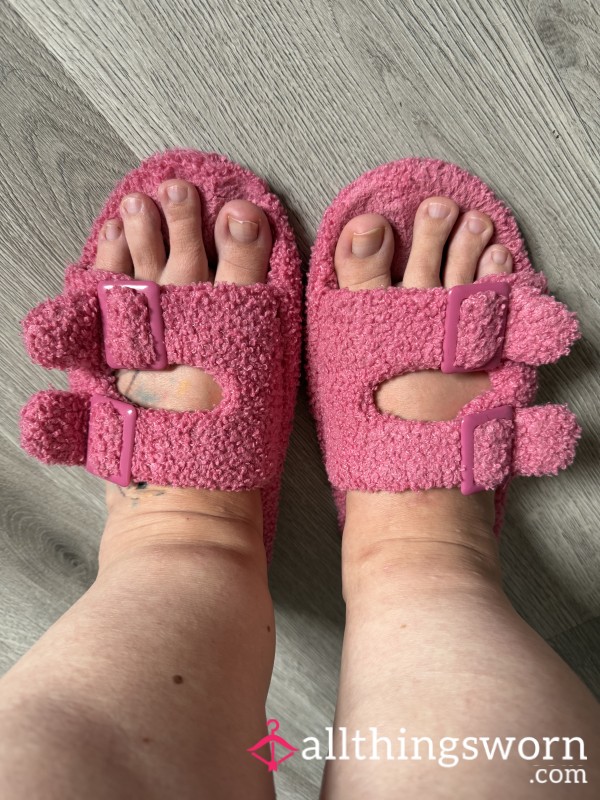 Pink, Well Worn, Dirty, Slippers