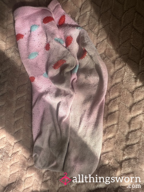Pink Well Worn Stained Socks