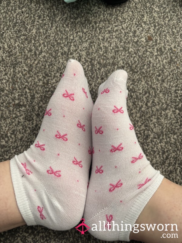 Pink & White Bow Socks