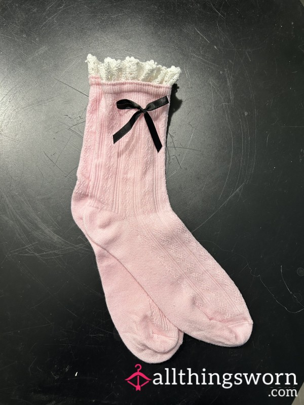 Pink / White Frilly Socks