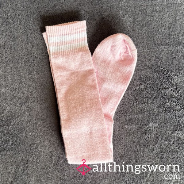 Pink & White Knee High Socks