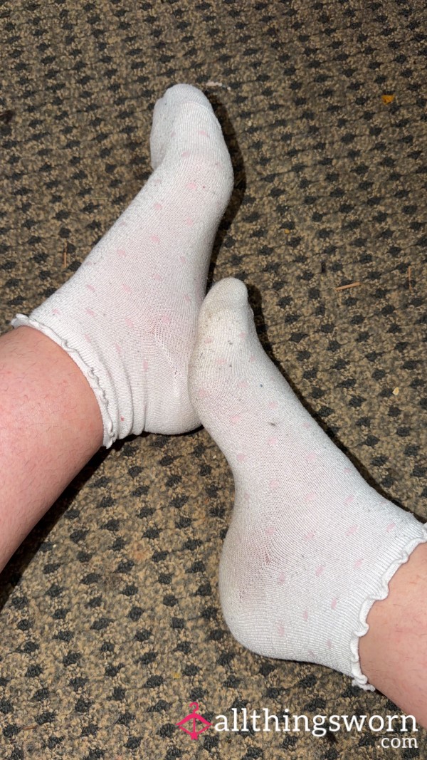 Pink White Poka Dot Socks