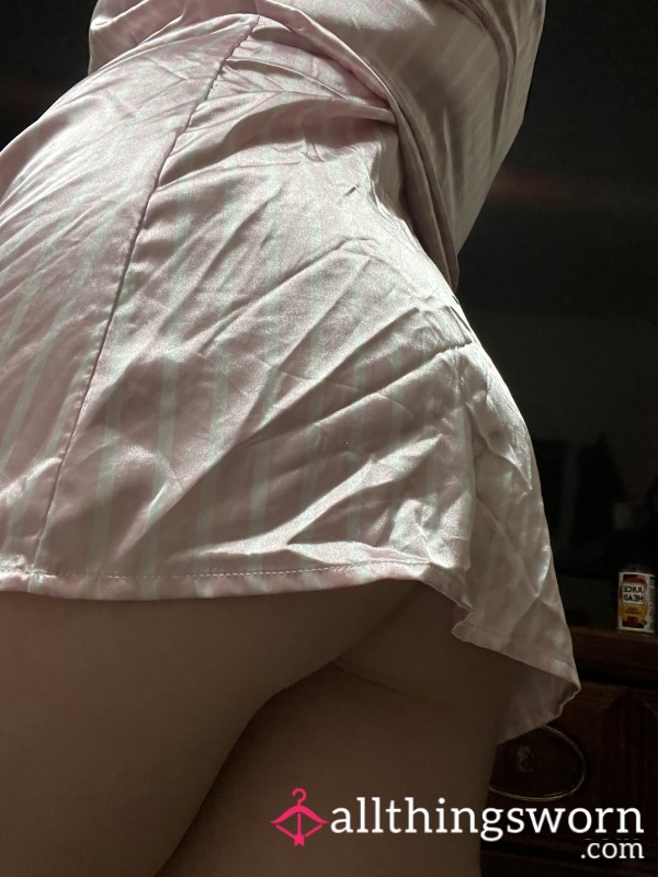 Pink & White Silk Lingerie Dress