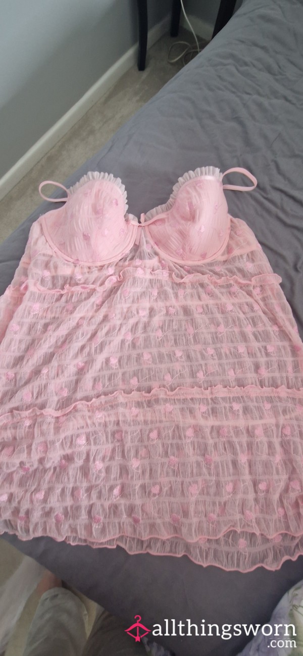 Pink Worn Baby Doll , Lacey & S**y Uk 20