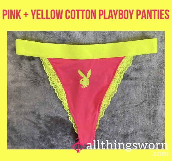 Pink + Yellow Cotton Playboy Panties💖